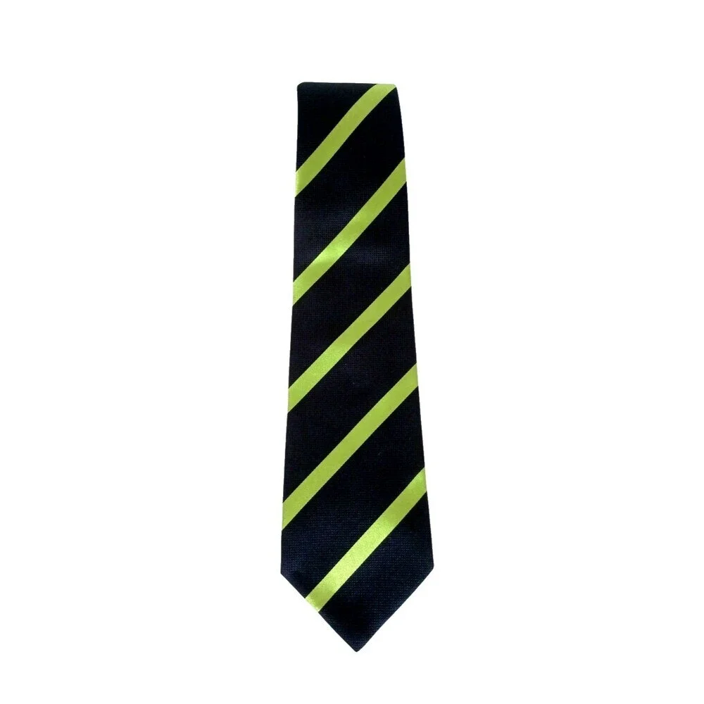 Banana Republic Silk Necktie Black Green Striped Mens Tie Business Classic